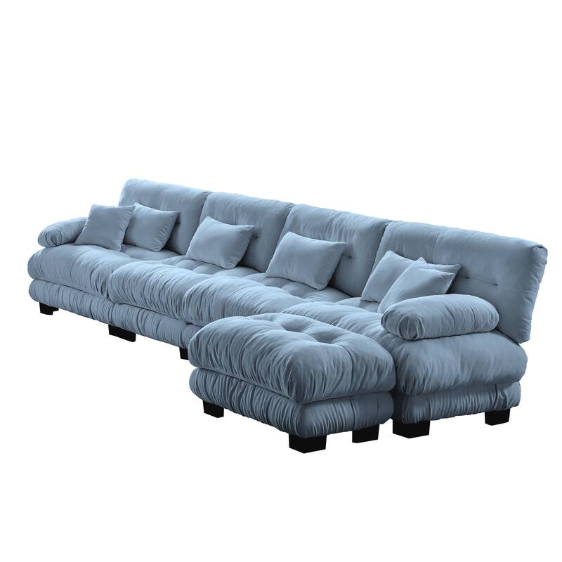 Modular L-Shaped 4-Seater Sectional Sofa Free Combination Cloud Sofa with Convertible Ottomans for Living Room