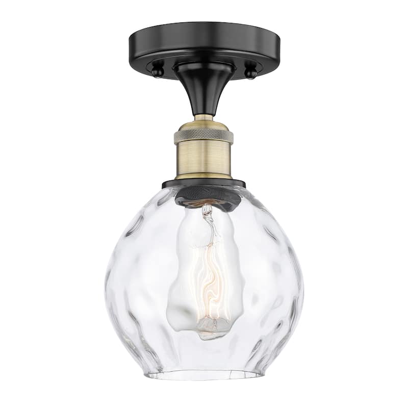 Innovations Lighting Waverly - 1 Light 6" Semi-Flush Mount - Clear/Black Antique Brass
