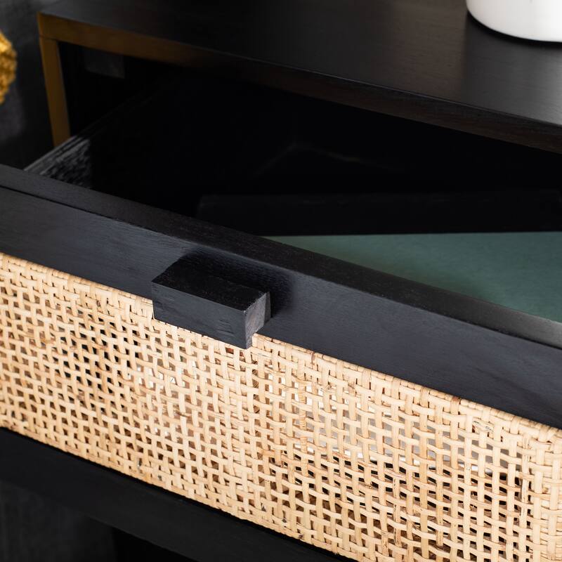 SAFAVIEH Dayana 2-Drawer Rattan Accent Table Nightstand