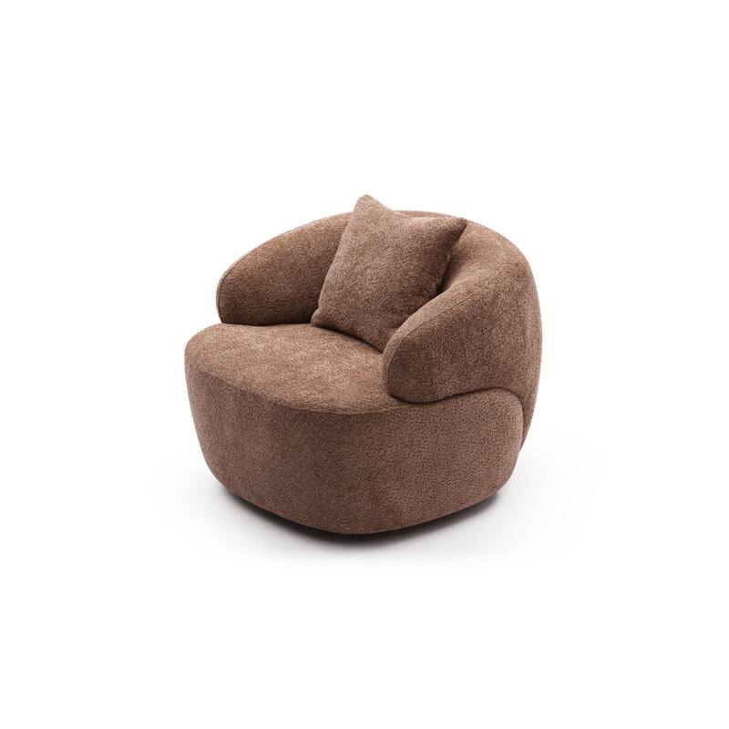 34.6" 360° Swivel Barrel Chair with Solid Wood Frame