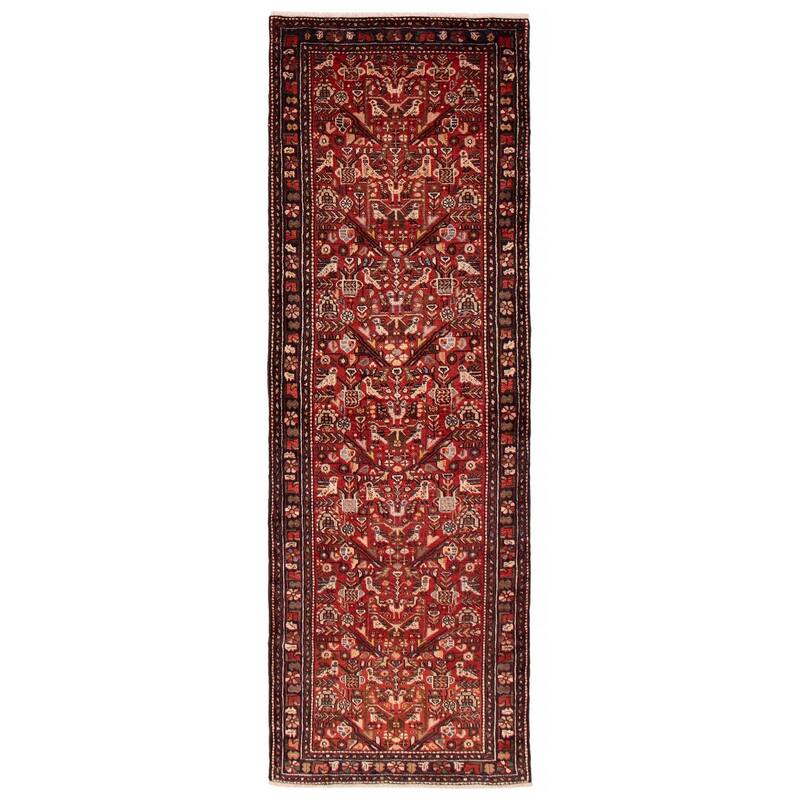 ECARPETGALLERY Hand-knotted Andelz Red Wool Rug - 3'3 x 9'9 - Red - 3'3 x 9'9