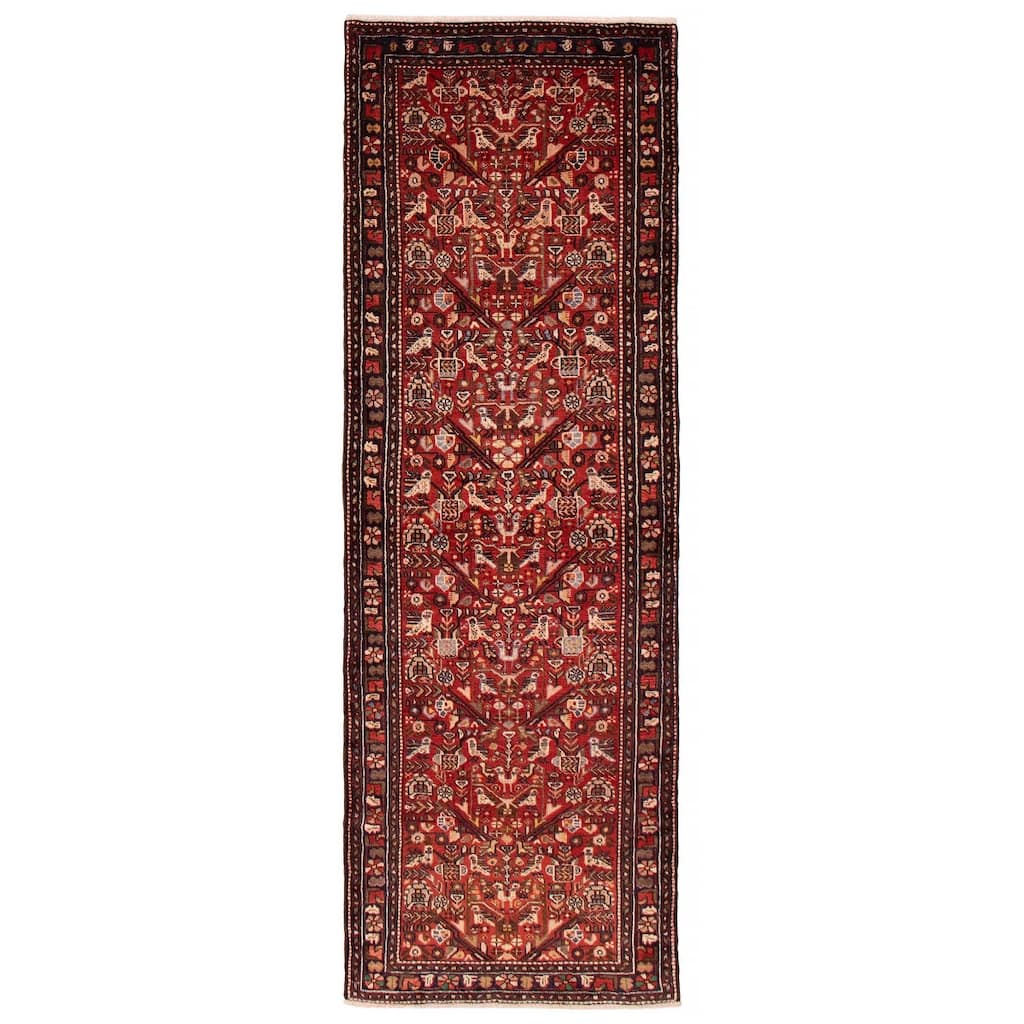 ECARPETGALLERY Hand-knotted Andelz Red Wool Rug - 3'3 x 9'9