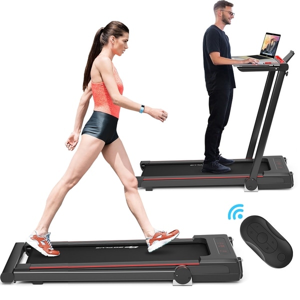 Goplus 2.25HP 3 in 1 Folding Treadmill W Table Speaker Remote