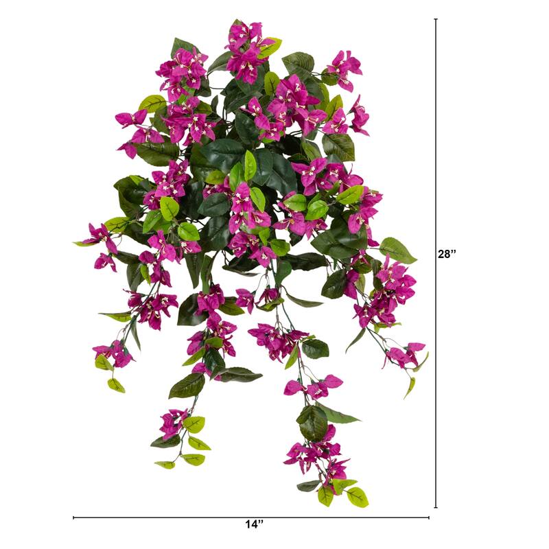 28-in UV Resistant Artificial Bougainvillea Hanging Plant - Set of 2