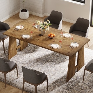70.87 Inch Solid Wood Dining Table for 6-8 People - 70.87