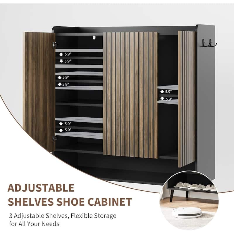 6-Tier Shoe Cabinet Organizer with 3 Doors for Hallway, Entryway, Living Room