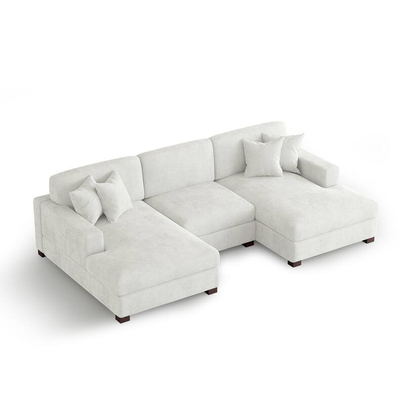 Modern Upholstered Chenille Modular Sectional Sofa with 2 Chaise