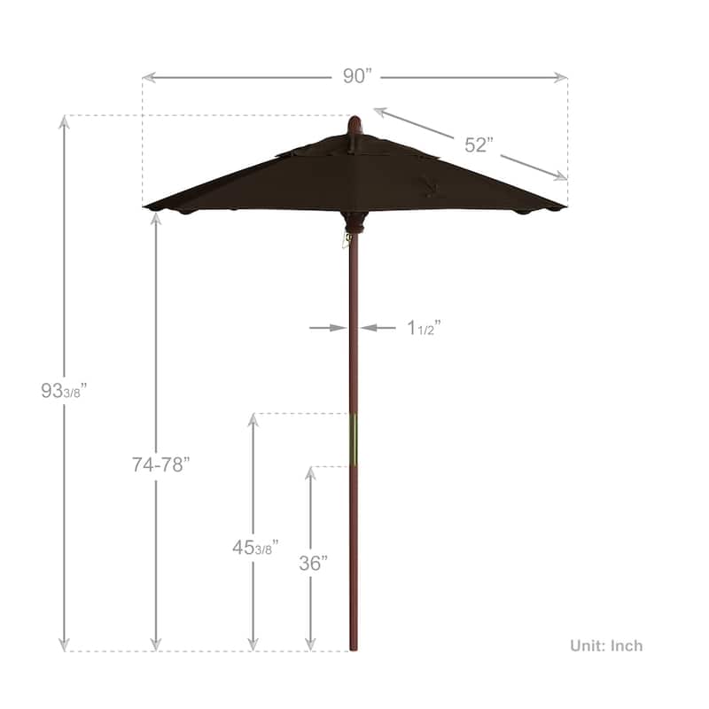 Port Lavaca 7.5ft Round Sunbrella Wooden Patio Umbrella by Havenside Home, Base Not Included