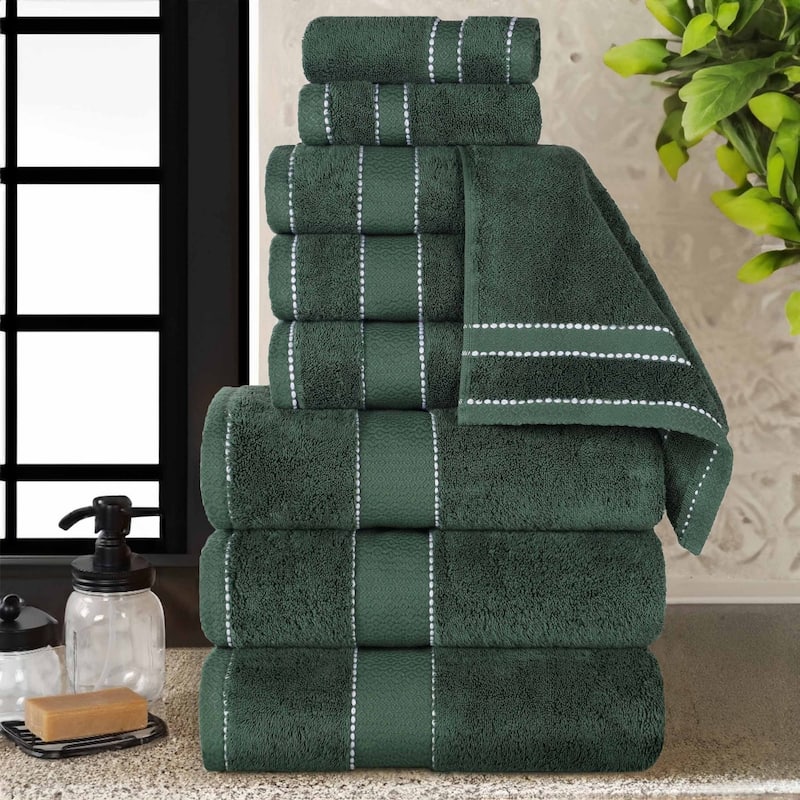 Superior Niles Cotton Ultra-Plush Absorbent 9 Piece Towel Set - Forest Green