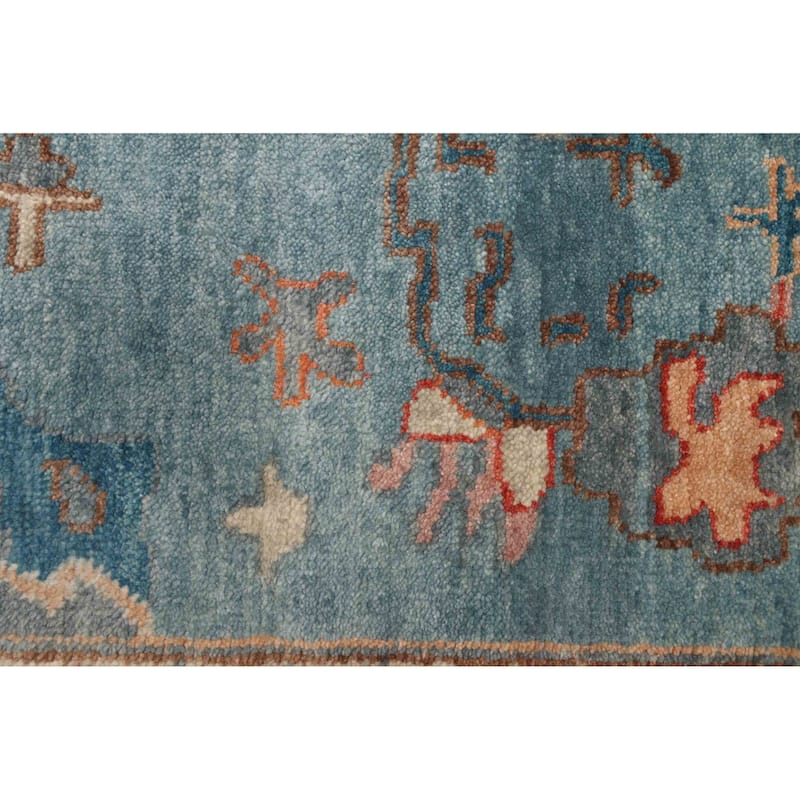 ECARPETGALLERY Hand-knotted Modern Oushak Blue Wool Rug - 9'9 x 14'0