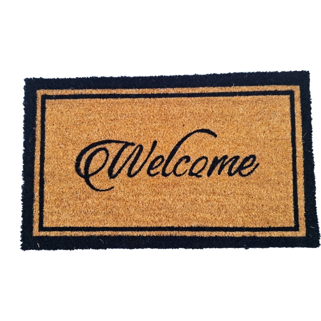 PVC Backed coir door mat natural printed doormat - 18" X 30"