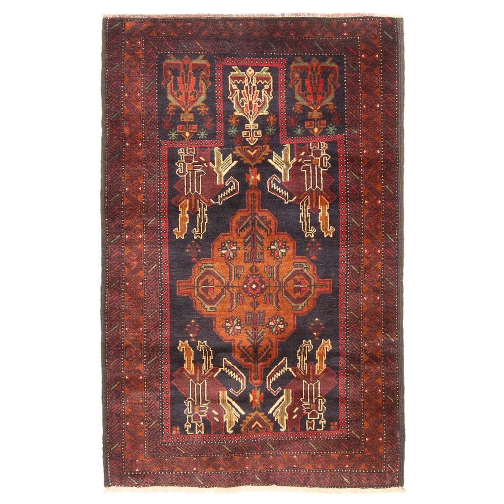 ECARPETGALLERY Hand-knotted Teimani Black Wool Rug - 2'9 x 4'4