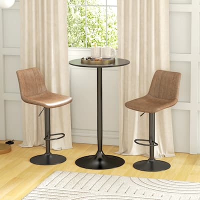 Bar Table with Round Top and Steel Base for Home Bar