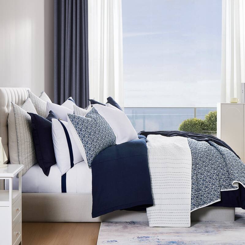 HiEnd Accents Staccato Indigo Reversible Quilt Set, 3PC