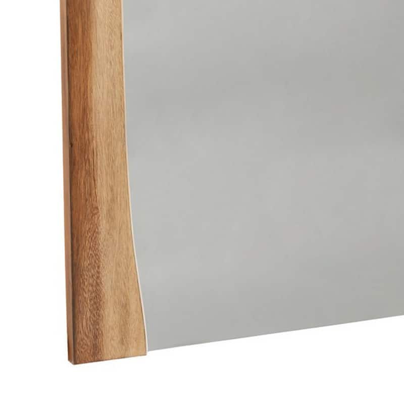 Floor Mirror with Wooden Frame and Live Edge Details, Brown