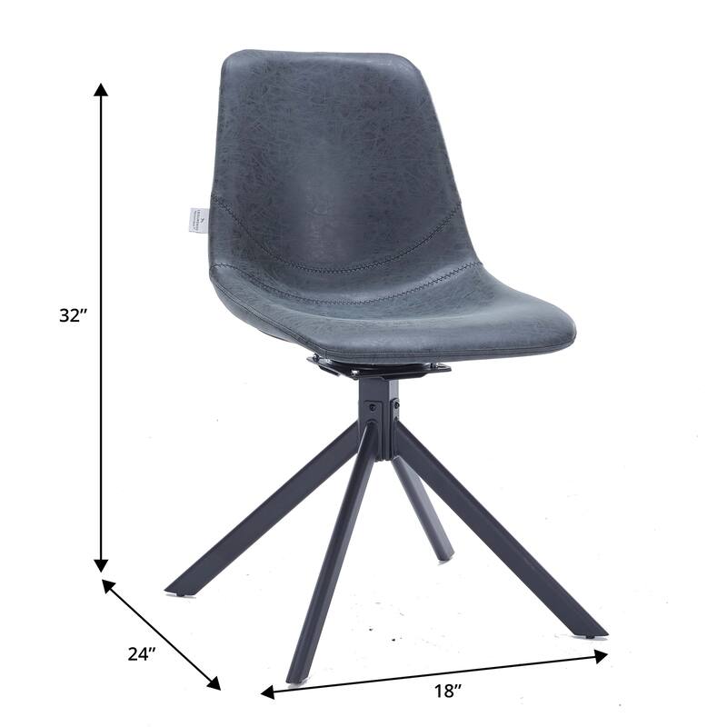 Markley Leather Dining Chair 360 Degree Swivel with Iron legs Modern Accent Side Chair