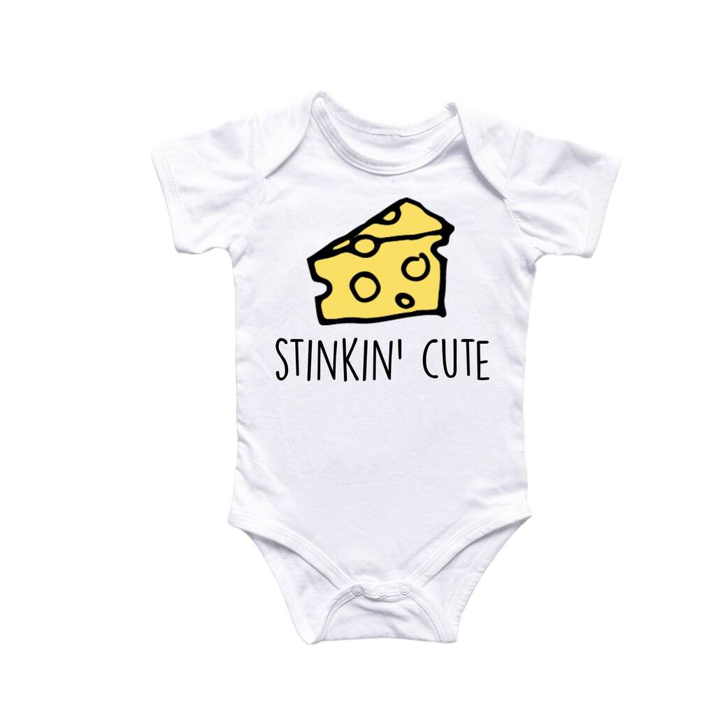Stinkin Cute Cheese - Baby Boy Girl Clothes Infant Bodysuit Funny Cute Newborn 2