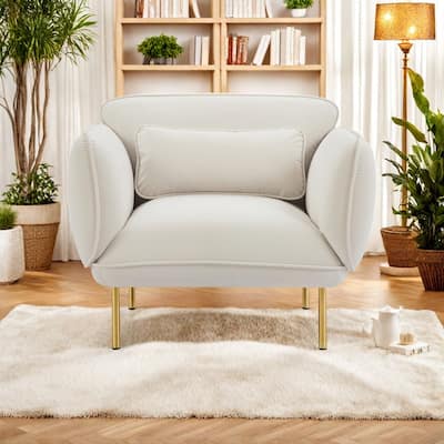 Velvet Upholstered Accent chairs with Metal Legs