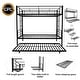 preview thumbnail 11 of 14, Black Twin over Twin Metal Bunk Bed Frame with Trundle, Fence, and Ladder