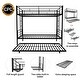 preview thumbnail 6 of 7, Metal Bunk Bed Twin Over Twin Size with Trundle, Metal Twin Size Bunk Beds Frame with Guardrails & Ladders, Twin Triple Bunk Bed