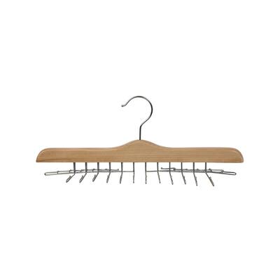 Natural Wood 24 Clip Tie Hanger, 17" Length X 3/4" Thick, Chrome Hardware 1 Hanger