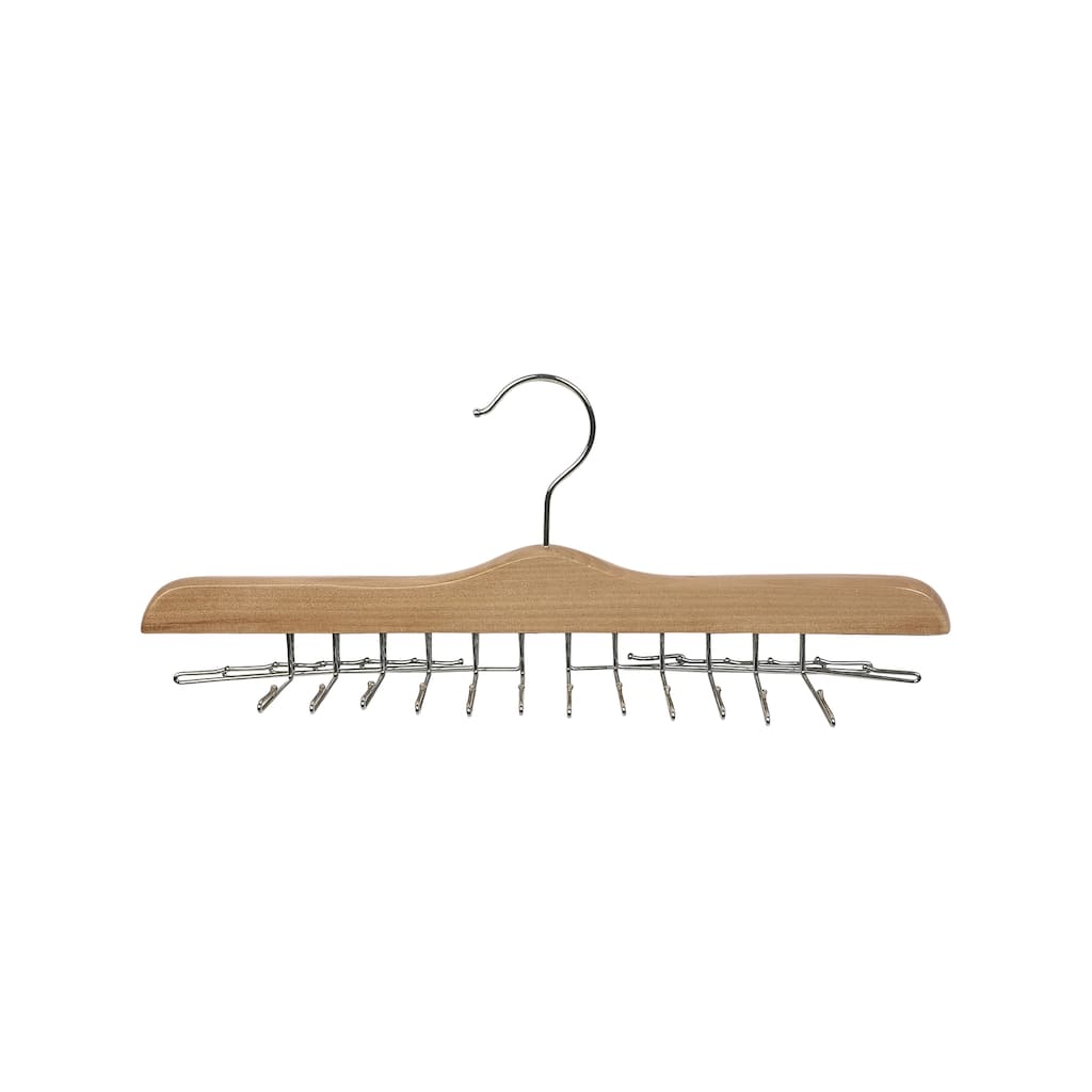 Natural Wood 24 Clip Tie Hanger, 17" Length X 3/4" Thick, Chrome Hardware 1 Hanger