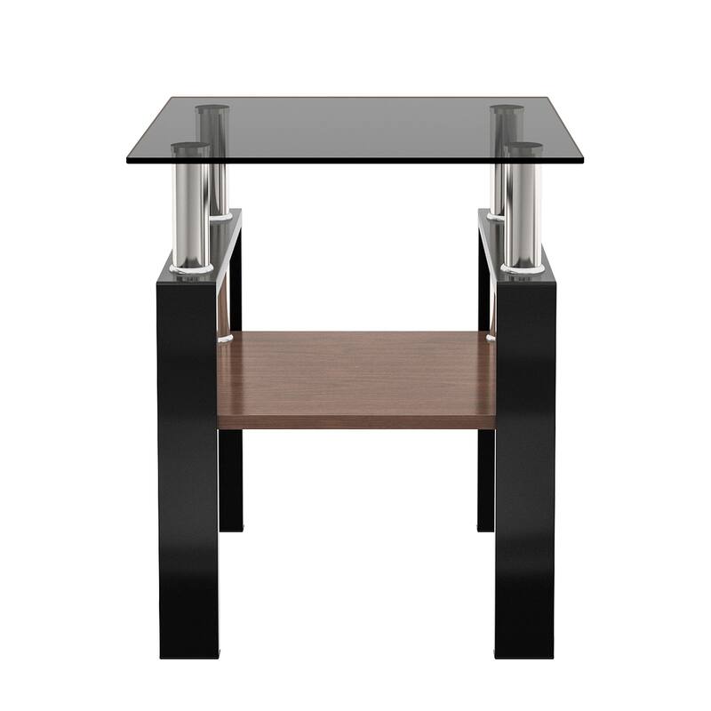 Set of 2 Modern Tempered Glass Tea Table