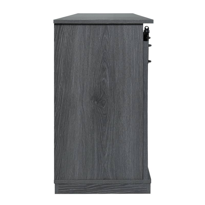 Farmhouse Wood TV Stand with Sliding Barn Door