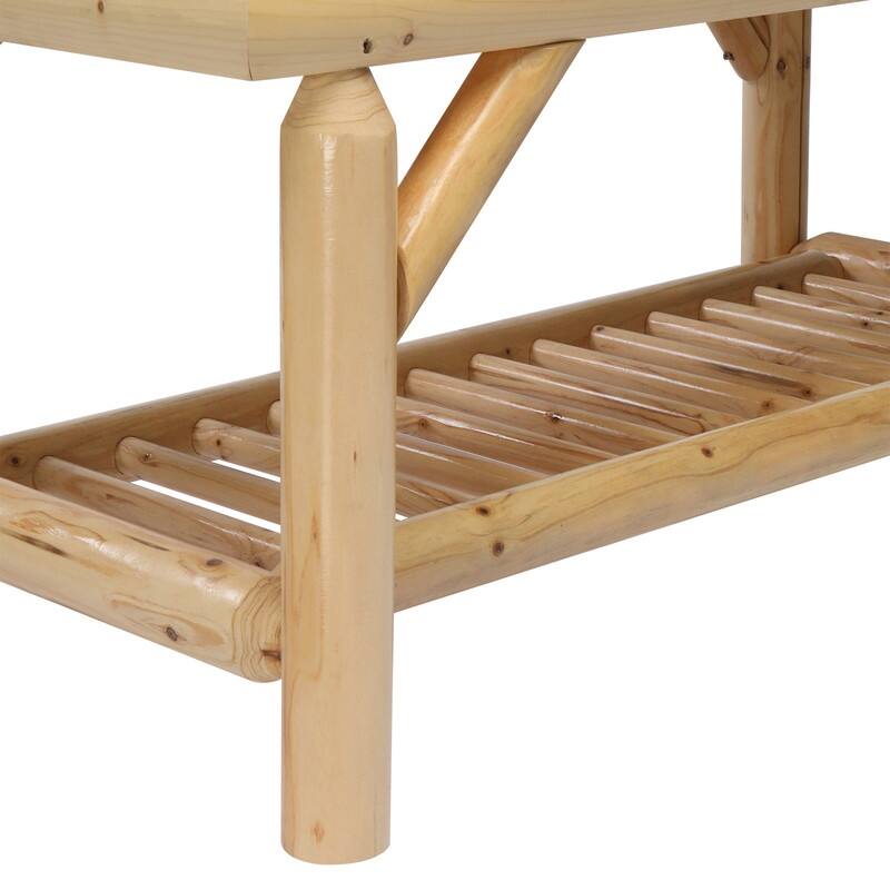 Cedar 4-Piece Wood Patio Conversation Set with Beige Cushions for Afternoon Tea & Conversation