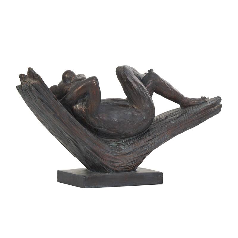 Resin Frog Patina Relaxing Decorative Sculpture - Bronze - Roche River Decor