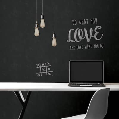Faux Effects Tudor Elias Black Vintage Chalkboard 33' L X 20.5 W Peel and Stick Wallpaper Roll