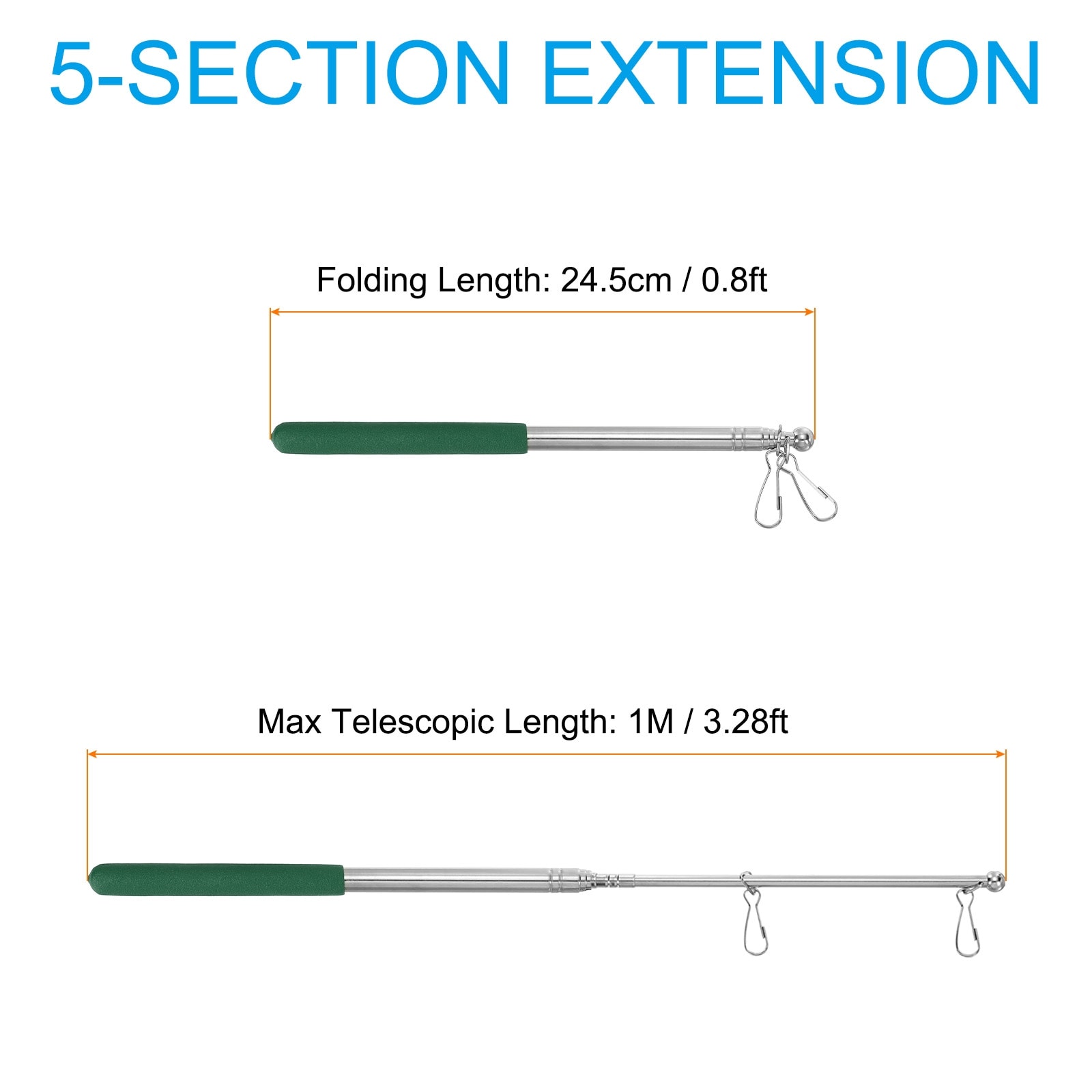 Telescopic Handheld Flagpoles Portable Stainless Steel Telescoping Flag Poles Tour Guide Flag Pole