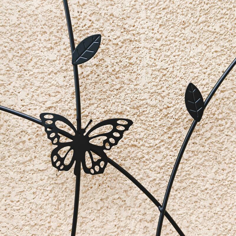 4 Pack Metal Garden Trellis 71" x 19.7" Rustproof Trellis for Climbing Plants Outdoor Flower Support Butterfly Deco - Black
