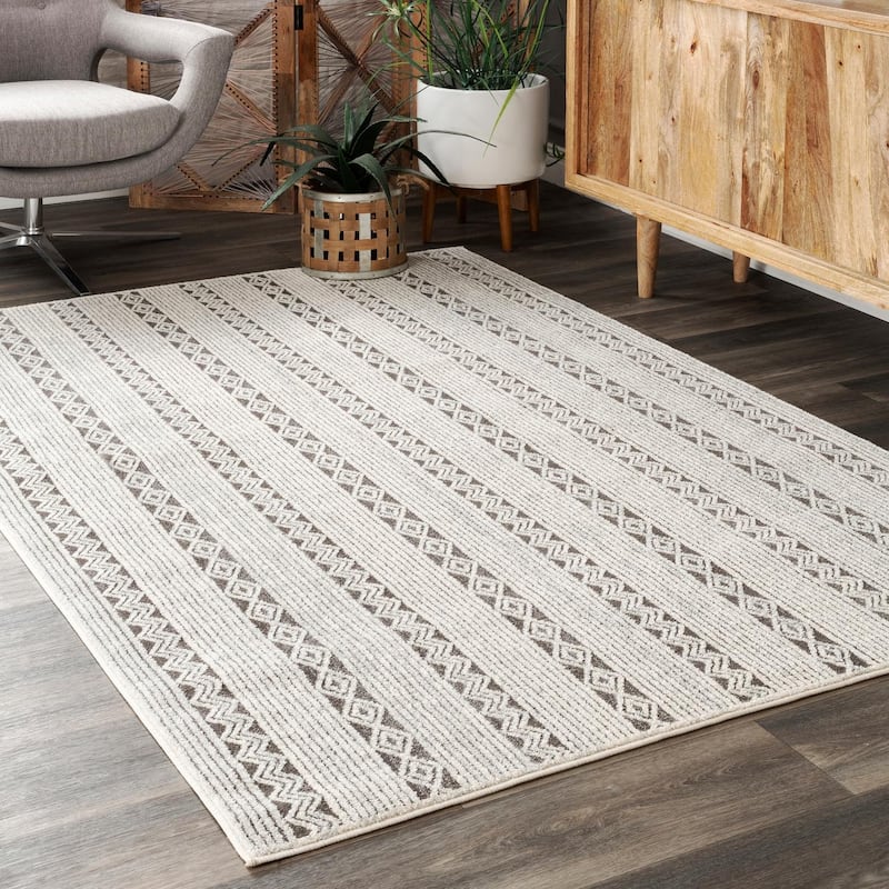 Nuloom Moroccan Pinstripes Velia Area Rug - 5' x 7'5" - Beige - Rectangle