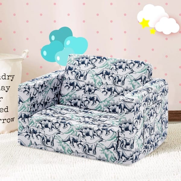 slide 2 of 48, Kids Sofa, Children's 2 in 1 Convertible Sofa to Lounger Grey Dinosaur