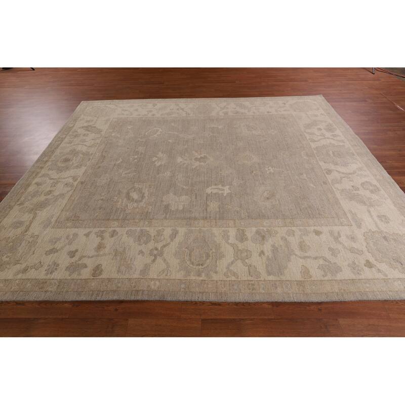 All-Over Vegetable Dye Oushak Area Rug Hand-Knotted Wool Carpet - 8'1" x 9'7"
