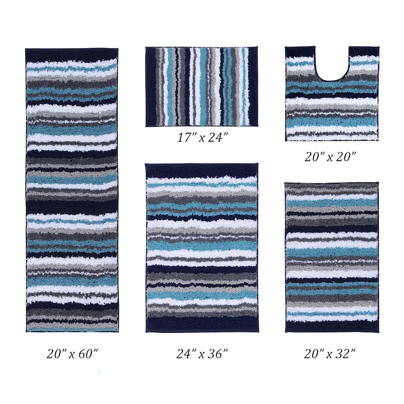 Better Trends Bath Rug 100% Polyester Super Absorbent Anti-Skid TPR Backing Bathroom Rug For Shower,Sink Mats Griffie Collection