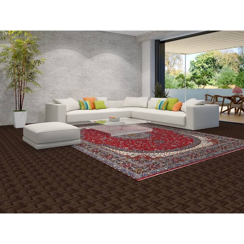 Medallion Kashan Turkish Area Rug Machine Made Living Room Carpet - 9'8" x 13'0"