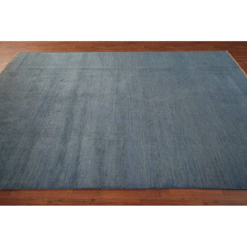 Blue Modern Gabbeh Oriental Area Rug Hand-Knotted Wool Carpet - 6'6" x 9'6"