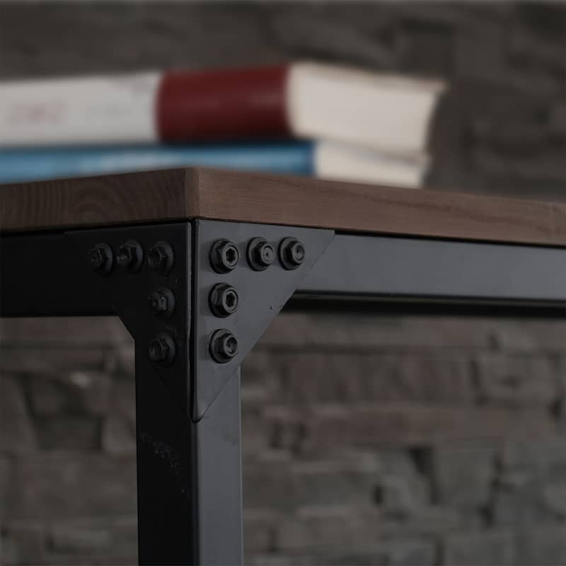 55" Modern Solid Wood Metal Black Console Table - 55" L x 12" W x 36" H