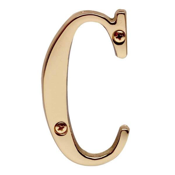 slide 2 of 2, Solid Bright Brass Letter "C" House Letters 3" Renovators Supply