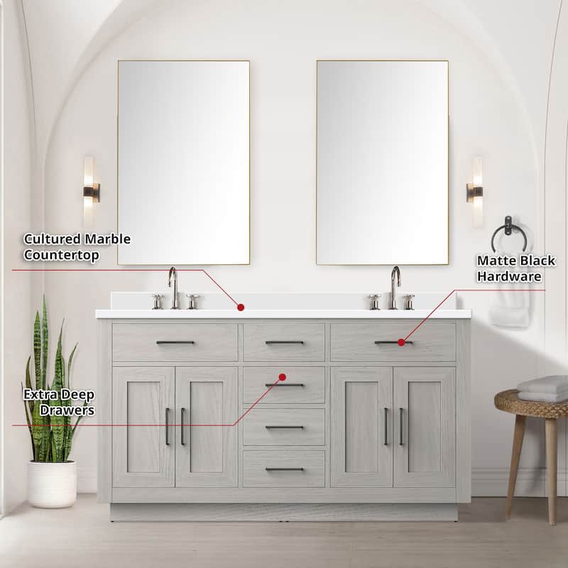 Abbey Bath Vanity with Cultured Marble Top, Sink, Mirror and Faucet