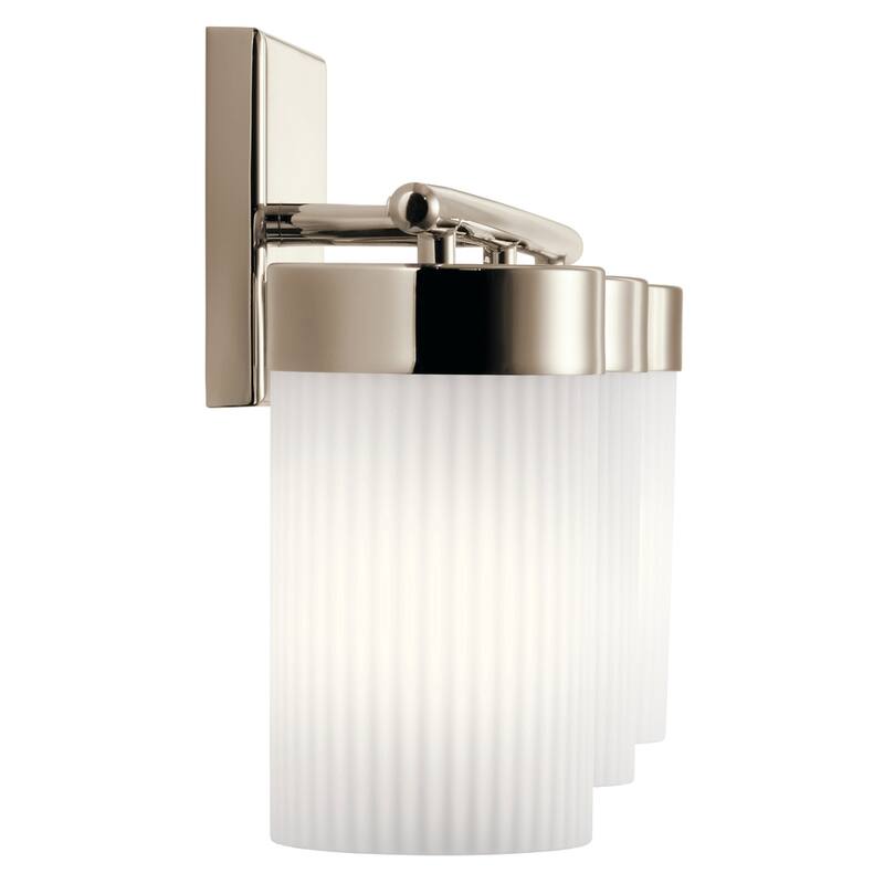 Kichler Ciona 24 inch 3 Light Vanity Light with Round Ribbed Glass in Polished Nickel