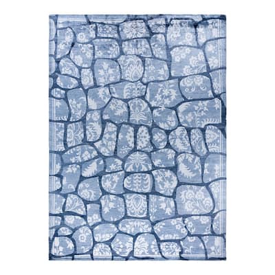 Modern One-of-a-Kind Hand-Knotted Area Rug, Blue - 9' 1" x 12' 3"