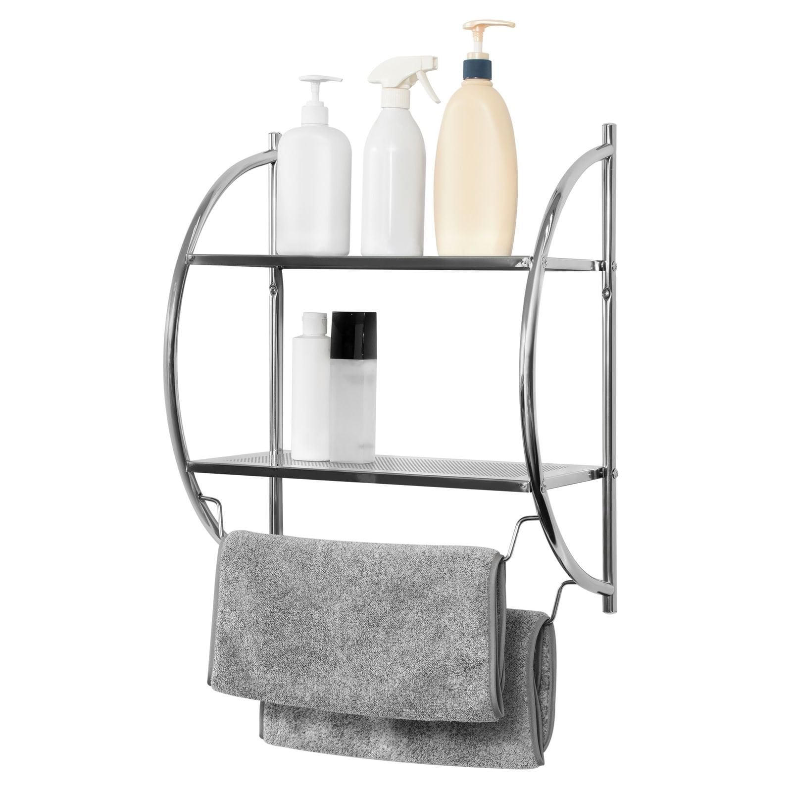 Gymax Wall Mount Shower Organizer Holder 2-Tier Bathroom Rack