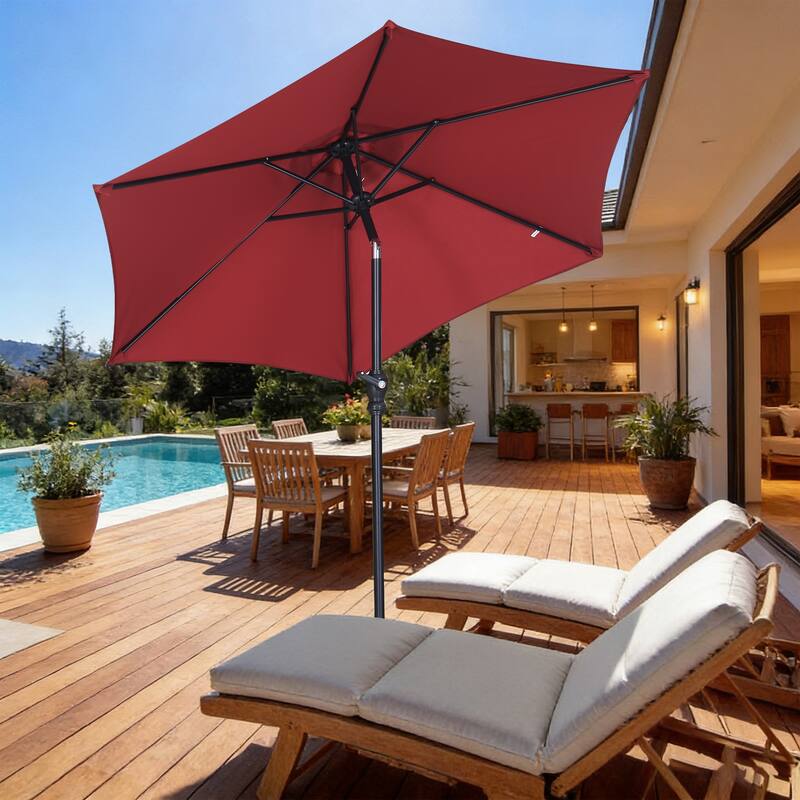 Ainfox 7.5ft Patio Umbrella Push Button Tilt Outdoor Market Umbrella Without Base - Red