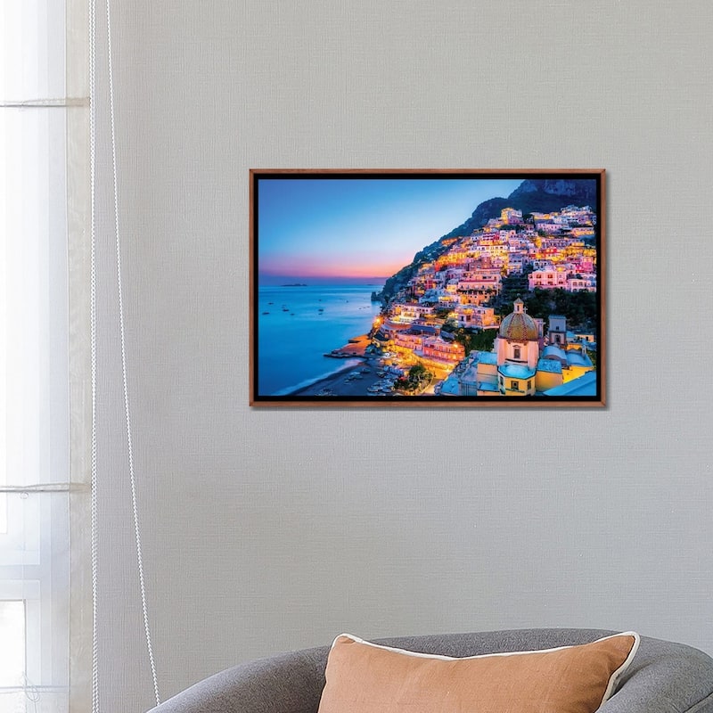 "Positano, Church Santa Maria Assunta Sunset " by Susanne Kremer Framed