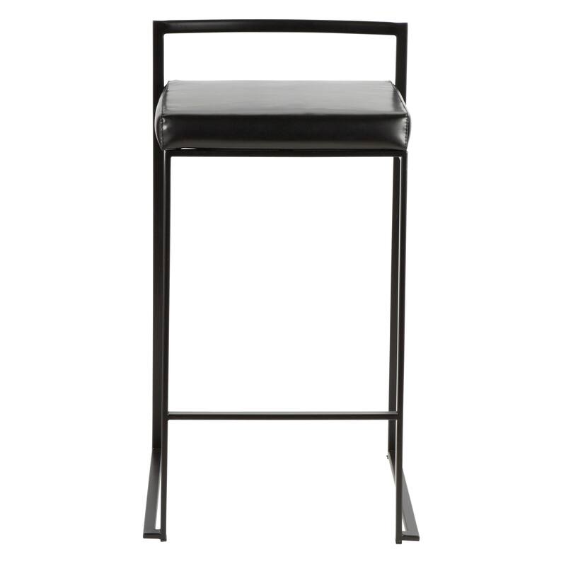 Porch & Den Forrest Contemporary Black Stackable Fully Welded Counter Stool (Set of 2)