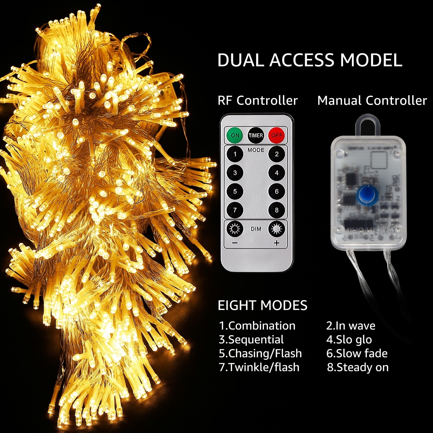 600 LEDs Window Curtain Lights, String Lights with Remote, Dual Mode - N/A