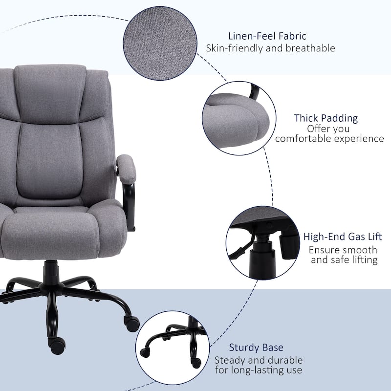 Vinsetto Big and Tall Executive Office Chair High Back Computer Desk Chair Ergonomic Swivel Chair with Linen Fabric
